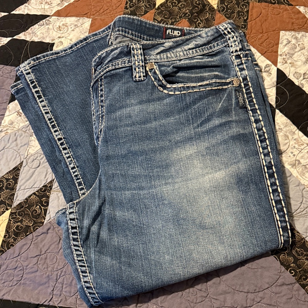 Silver jeans co. Fluid Blue Denim Jeans Capri thick stitching